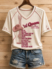 Women's Rip Country Music Lover Queen of Country Printed T-shirt