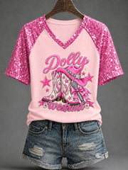 Women’s Country Music Print Casual T-Shirt