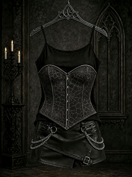 Women's Halloween Gothic Spiderweb Vests