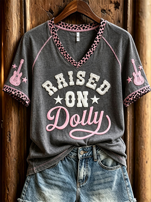 Women's Vintage Classic Country Music Inspired Western Print Memorial short-sleeved T-shirt