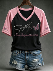 Women's Classic Country Music Inspired Print Memorial Short-sleeved T-shirt
