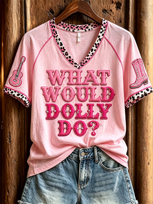 Women's Vintage Classic Country Music Inspired Western Print Memorial short-sleeved T-shirt