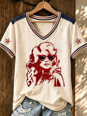 Women's DOLLY Printed V-neck T-shirt
