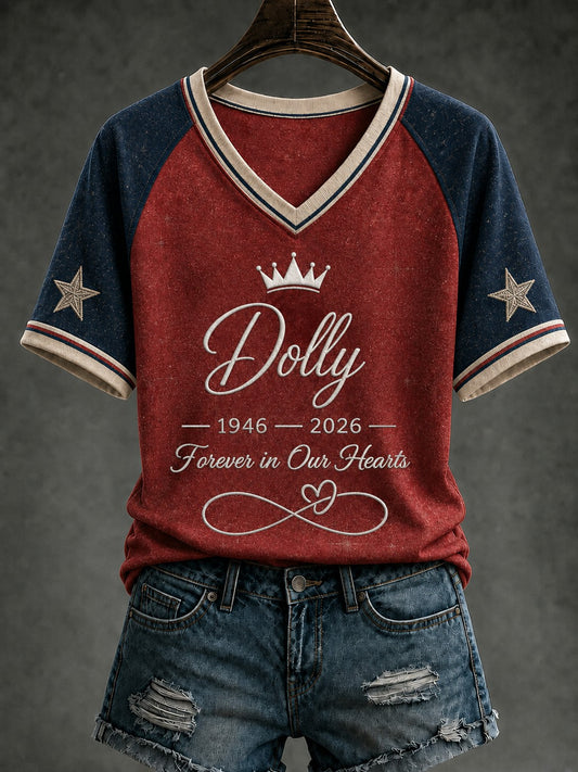 Women's DOLLY Printed V-neck T-shirt
