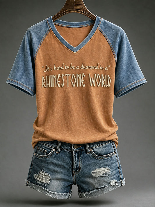 Women's It's Hard To Be A Diamond In A Rhinestone World V-neck T-shirt