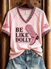 Women's Vintage Classic Country Music Inspired Western Print Memorial short-sleeved T-shirt