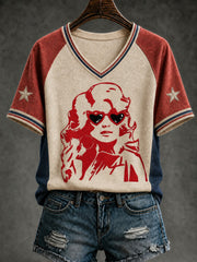 Women's DOLLY Printed V-neck T-shirt