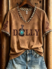 Women's Vintage Classic Country Music Inspired Western Print Memorial short-sleeved T-shirt