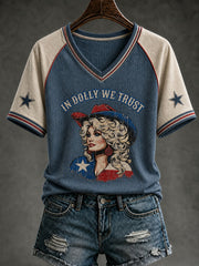 Women's In Dolly We Trust Printed V-neck T-shirt