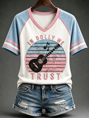 Women's In Dolly We Trust Print Memorial Short-sleeved T-shirt