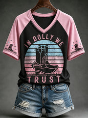 Women's In Dolly We Trust Print Memorial Short-sleeved T-shirt
