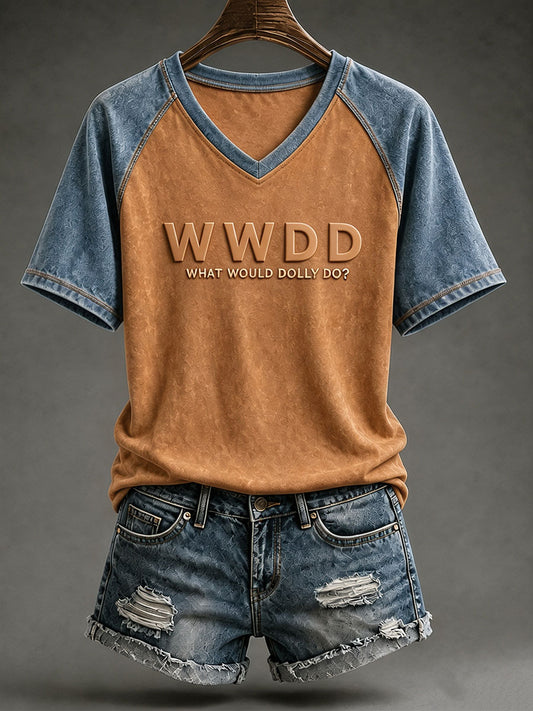 Women's WWDD Queen Of Country Music V-neck T-shirt