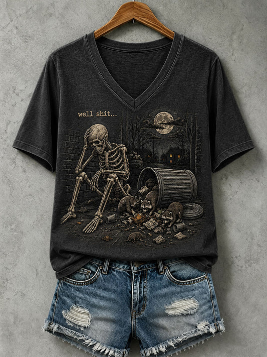 Women's Well Shit Skull T-shirt