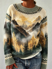 Women's Autumn Forest Pattern Leisure Long Sleeve Sweater