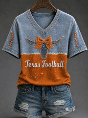 Women's Game Day Football Print Casual T-shirt
