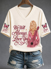Women's Rip Country Music Lover Queen of Country Print V-Neck Tee