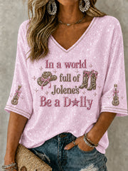 Women's Country Legend Tribute Mid-length Sleeves V-Neck T-Shirt