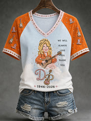 Women's We Will Always Love You Thank You Country Music Legend Tribute V-Neck Tee